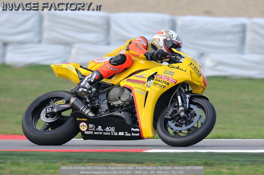 2009-09-26 Imola 0031 Rivazza - Superstock 1000 - Free Practice - Per Bjork - Honda CBR1000RR